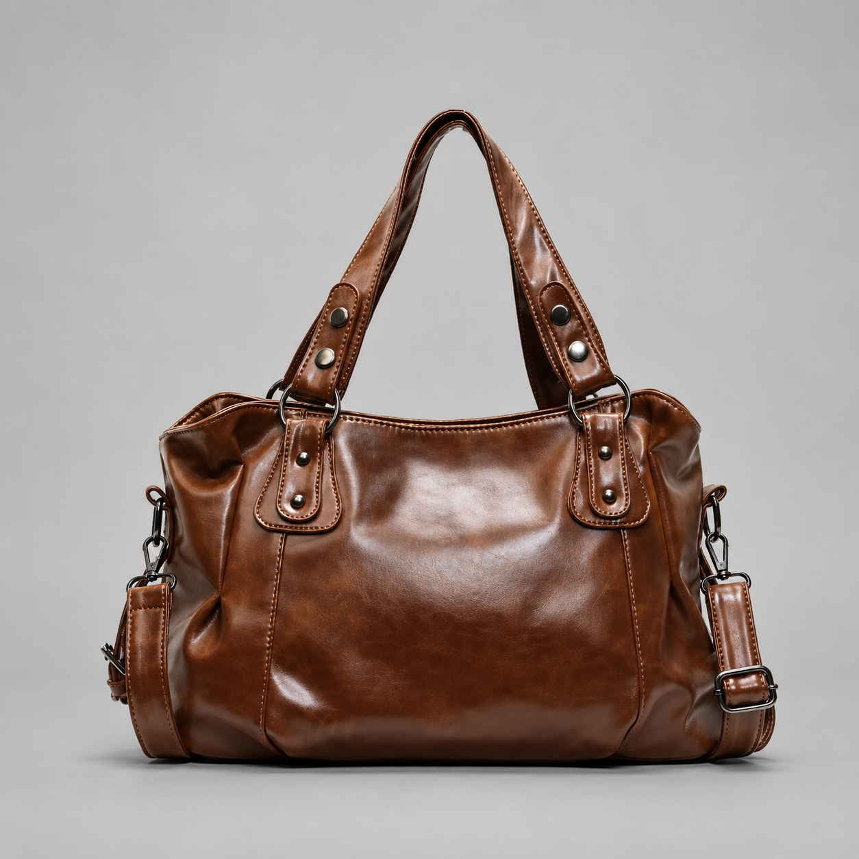 Women’s Retro PU Leather Shoulder Bag – Large Capacity Tote Handbag