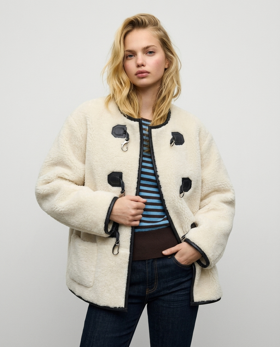 Women’s Cashmere Cardigan Jacket – Soft Metal Lock Sweater Coat