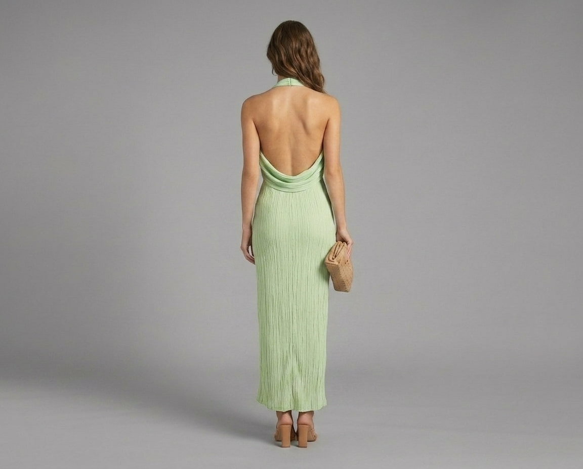 Halter Neck High Slit Maxi Dress – Backless Summer Formal Dress