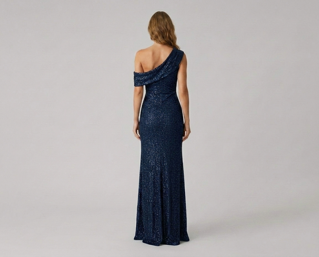 Off-Shoulder High Slit Evening Gown – Elegant Formal Maxi Dress