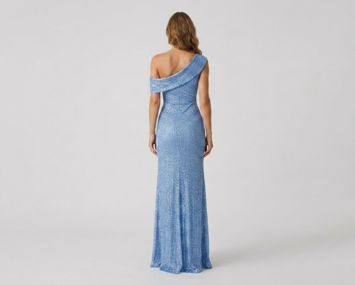 Off-Shoulder High Slit Evening Gown – Elegant Formal Maxi Dress