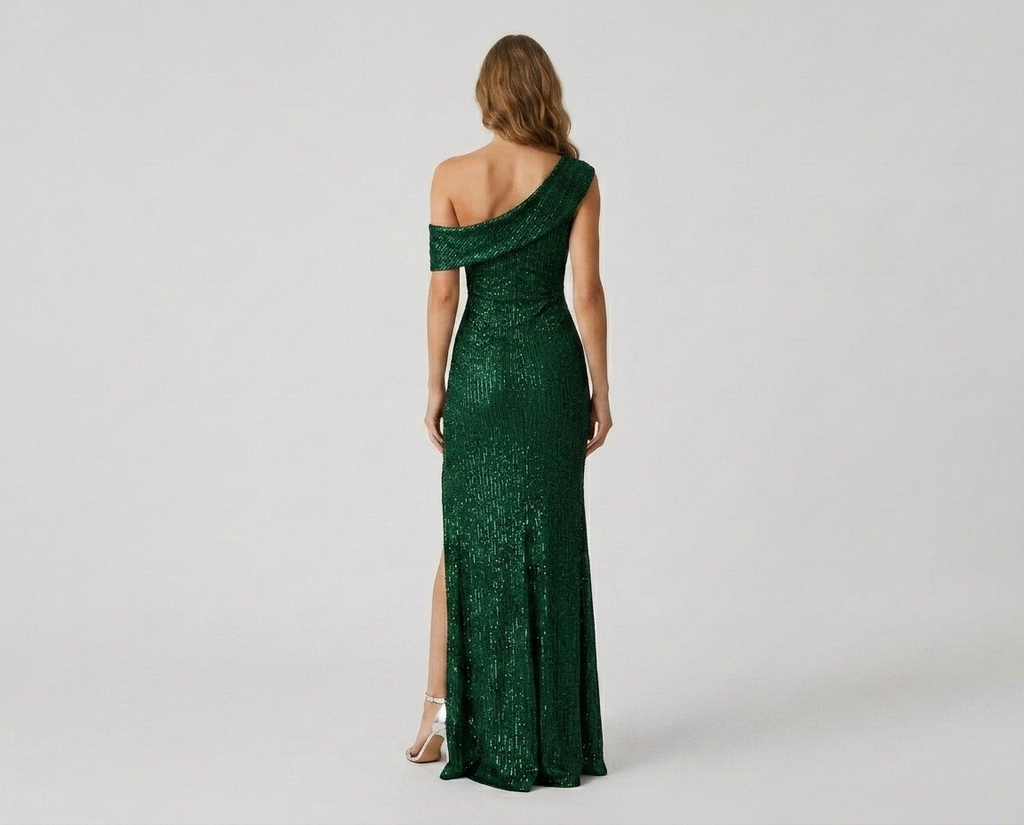 Off-Shoulder High Slit Evening Gown – Elegant Formal Maxi Dress