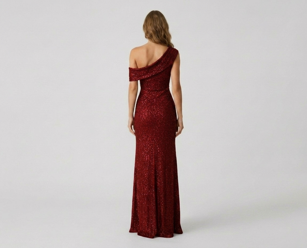 Off-Shoulder High Slit Evening Gown – Elegant Formal Maxi Dress