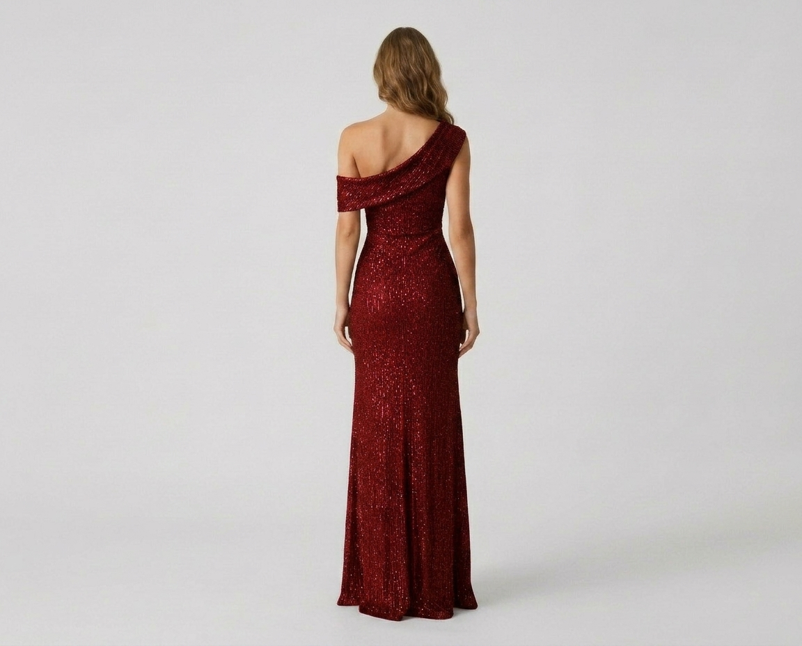 Off-Shoulder High Slit Evening Gown – Elegant Formal Maxi Dress