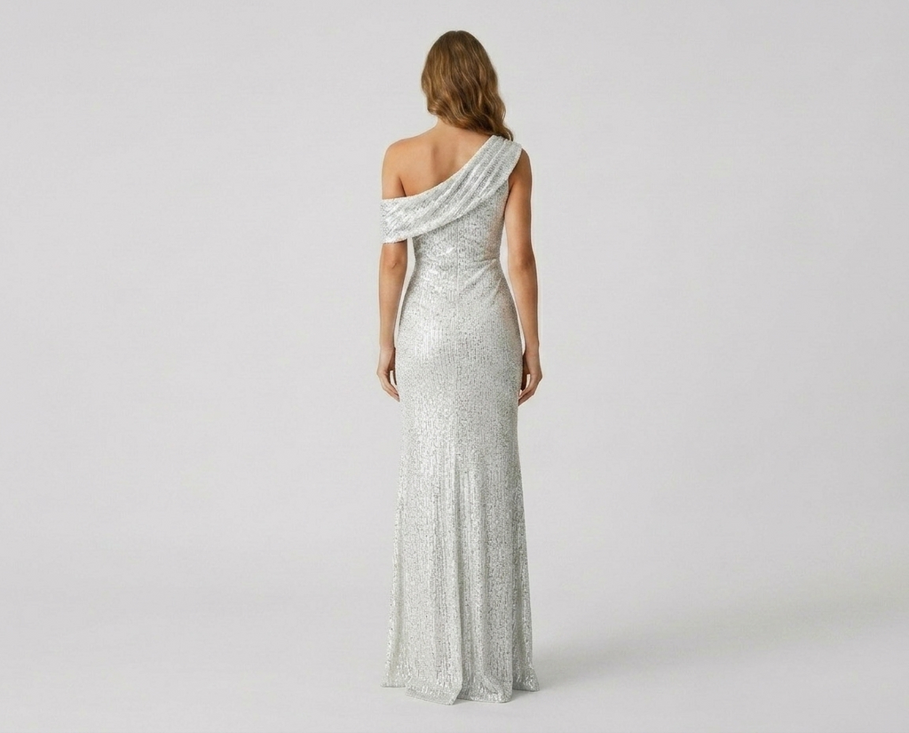 Off-Shoulder High Slit Evening Gown – Elegant Formal Maxi Dress