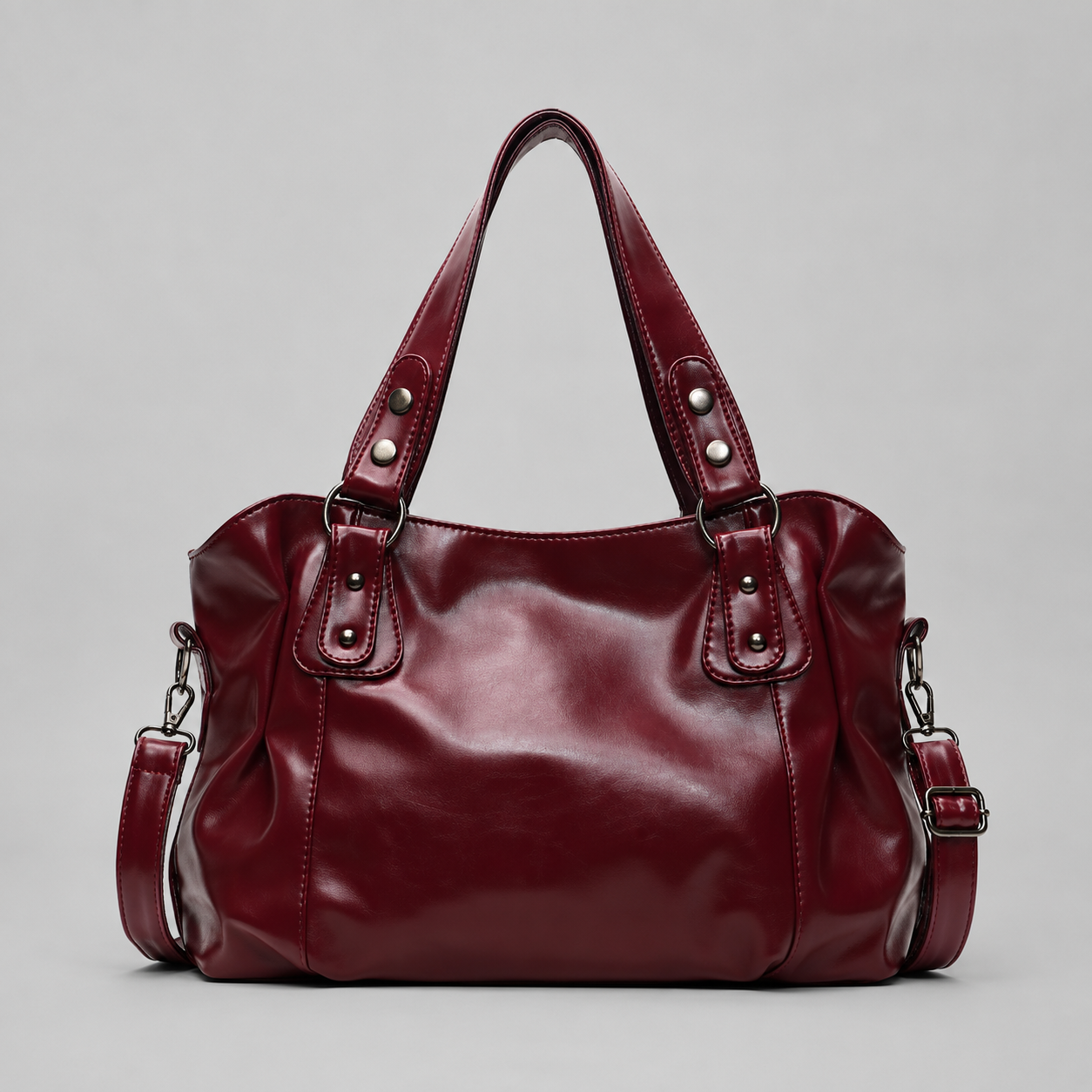 Women’s Retro PU Leather Shoulder Bag – Large Capacity Tote Handbag