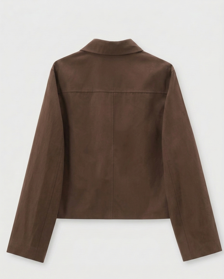Brown Suede Blazer Jacket – Women’s Cropped Old Money Coat