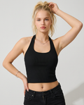 Ribbed Halter Crop Top – Women’s Slim Fit Open Back Cami