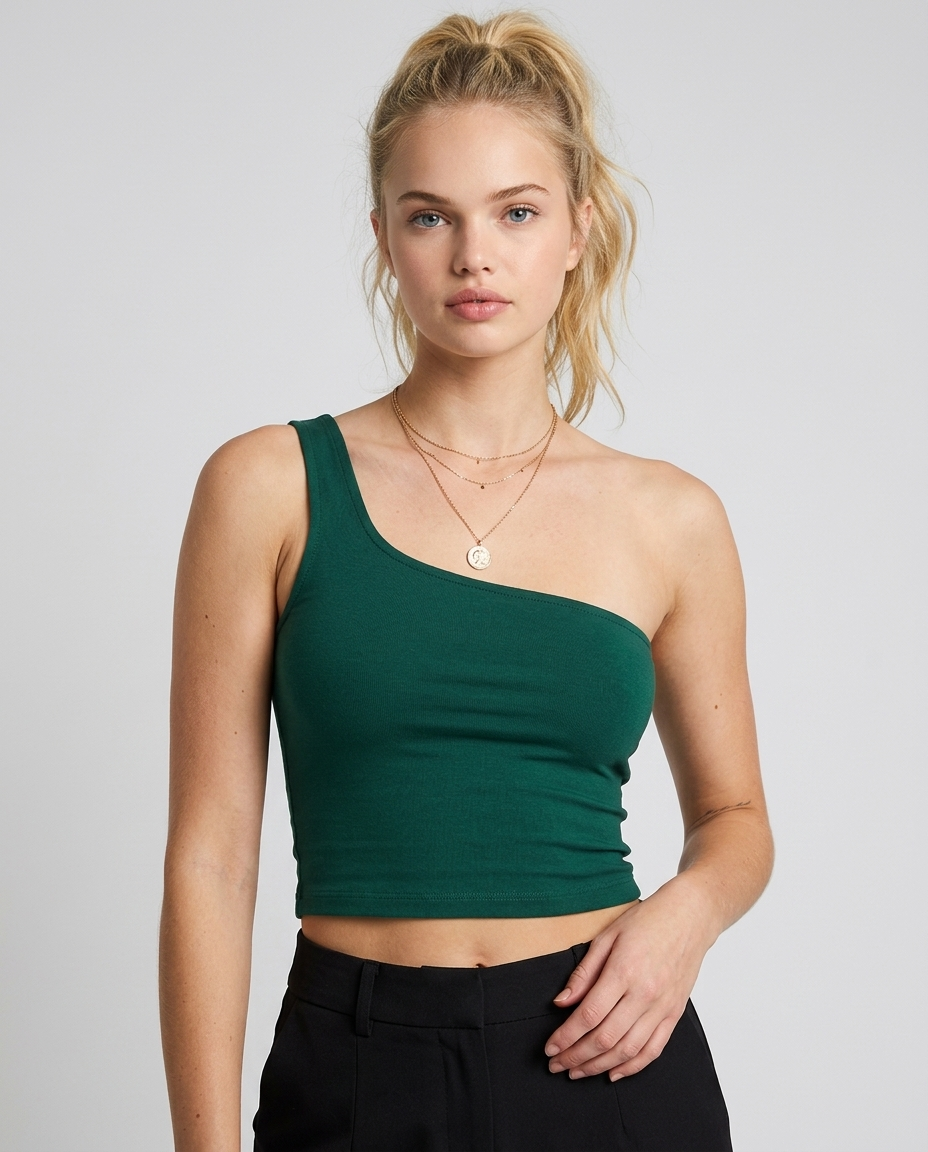 Asymmetric One Shoulder Crop Top – Slim Fit Sleeveless Summer Top