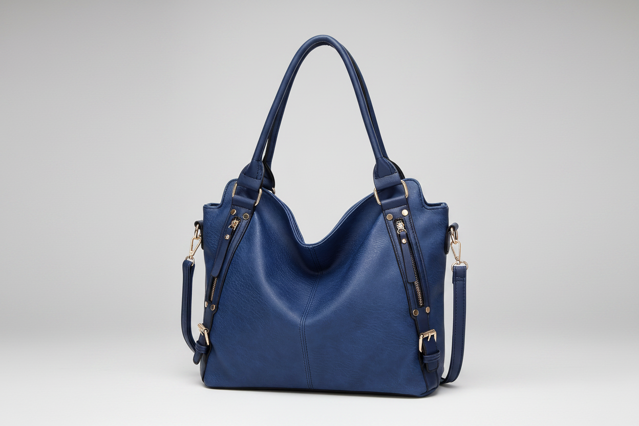 Women's Vintage Tote Bag Blue – Gray Studio Background